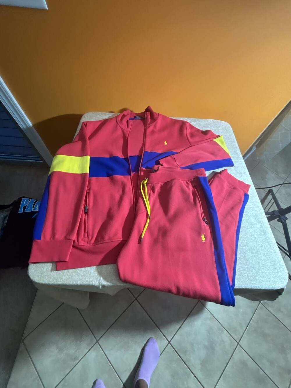 Polo Ralph Lauren Colorblock Track Jacket and Pants Set Red Blue Yellow XL